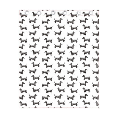 Black And White Dachshund Pattern Print Curtain