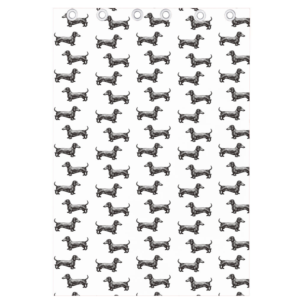 Black And White Dachshund Pattern Print Curtain