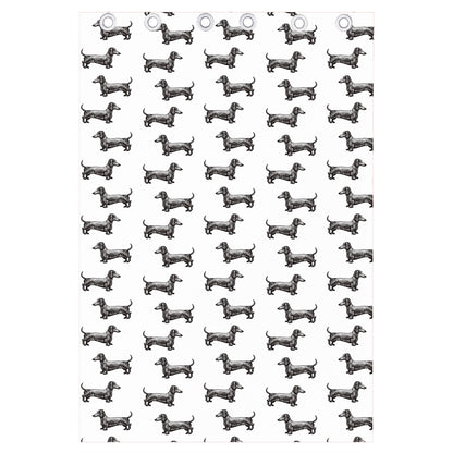 Black And White Dachshund Pattern Print Curtain