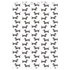 Black And White Dachshund Pattern Print Curtain