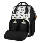 Black And White Dachshund Pattern Print Diaper Bag