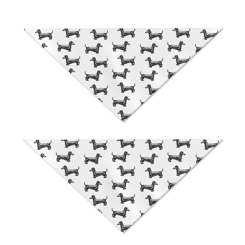 Black And White Dachshund Pattern Print Dog Bandana