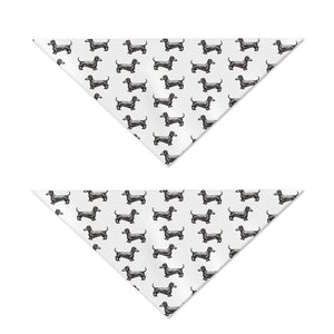 Black And White Dachshund Pattern Print Dog Bandana