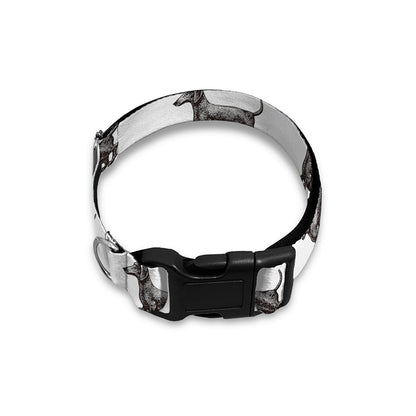 Black And White Dachshund Pattern Print Dog Collar