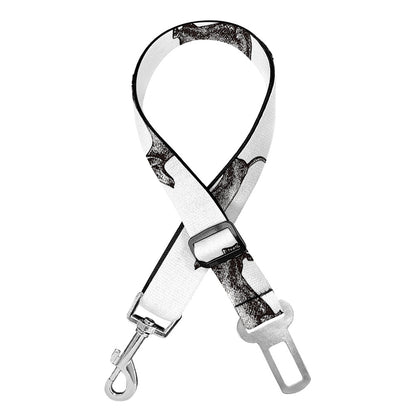 Black And White Dachshund Pattern Print Dog Seat Belt