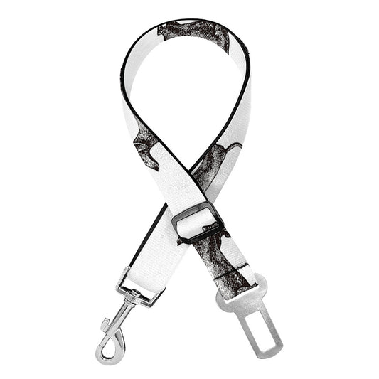 Black And White Dachshund Pattern Print Dog Seat Belt