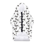 Black And White Dachshund Pattern Print Dog Zip Up Hoodie