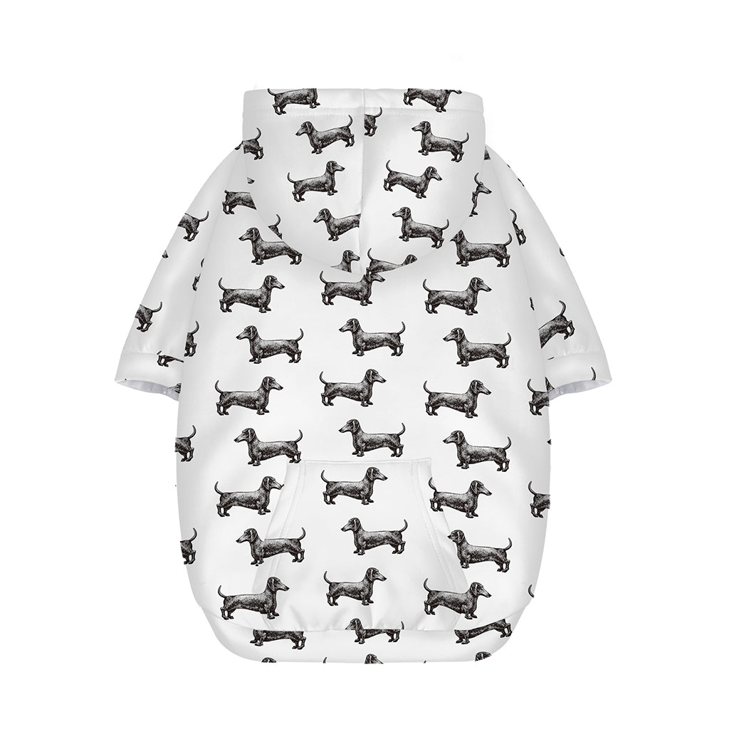 Black And White Dachshund Pattern Print Dog Zip Up Hoodie