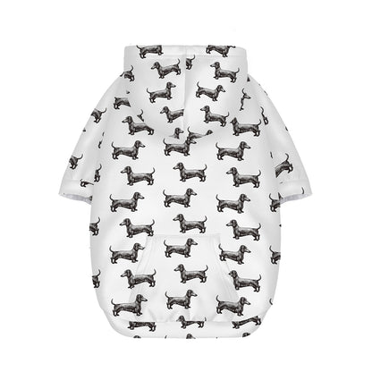 Black And White Dachshund Pattern Print Dog Zip Up Hoodie