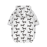 Black And White Dachshund Pattern Print Dog Zip Up Hoodie