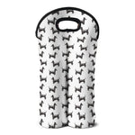 Black And White Dachshund Pattern Print Double Neoprene Wine Tote