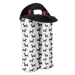Black And White Dachshund Pattern Print Double Neoprene Wine Tote