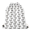 Black And White Dachshund Pattern Print Drawstring Bag