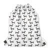 Black And White Dachshund Pattern Print Drawstring Bag