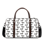 Black And White Dachshund Pattern Print Duffle Bag