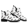 Black And White Dachshund Pattern Print Flat Ankle Boots