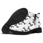 Black And White Dachshund Pattern Print Flat Ankle Boots