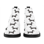 Black And White Dachshund Pattern Print Flat Ankle Boots