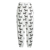 Black And White Dachshund Pattern Print Fleece Lined Knit Pants