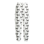 Black And White Dachshund Pattern Print Fleece Lined Knit Pants