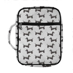 Black And White Dachshund Pattern Print Front Pocket Bible Bag