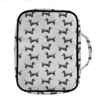 Black And White Dachshund Pattern Print Front Pocket Bible Bag