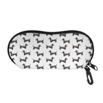 Black And White Dachshund Pattern Print Glasses Case