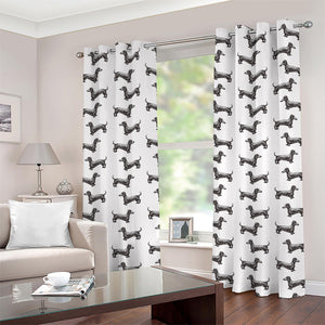 Black And White Dachshund Pattern Print Grommet Curtains