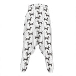 Black And White Dachshund Pattern Print Hammer Pants