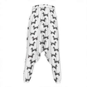 Black And White Dachshund Pattern Print Hammer Pants