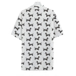 Black And White Dachshund Pattern Print Hawaiian Shirt