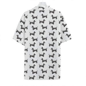 Black And White Dachshund Pattern Print Hawaiian Shirt