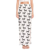 Black And White Dachshund Pattern Print High Slit Maxi Skirt