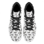 Black And White Dachshund Pattern Print High Top Leather Sneakers