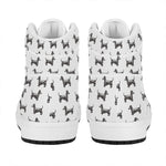 Black And White Dachshund Pattern Print High Top Leather Sneakers