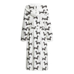 Black And White Dachshund Pattern Print Hooded Bathrobe