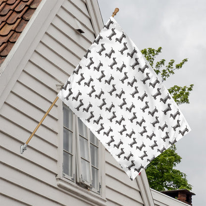 Black And White Dachshund Pattern Print House Flag