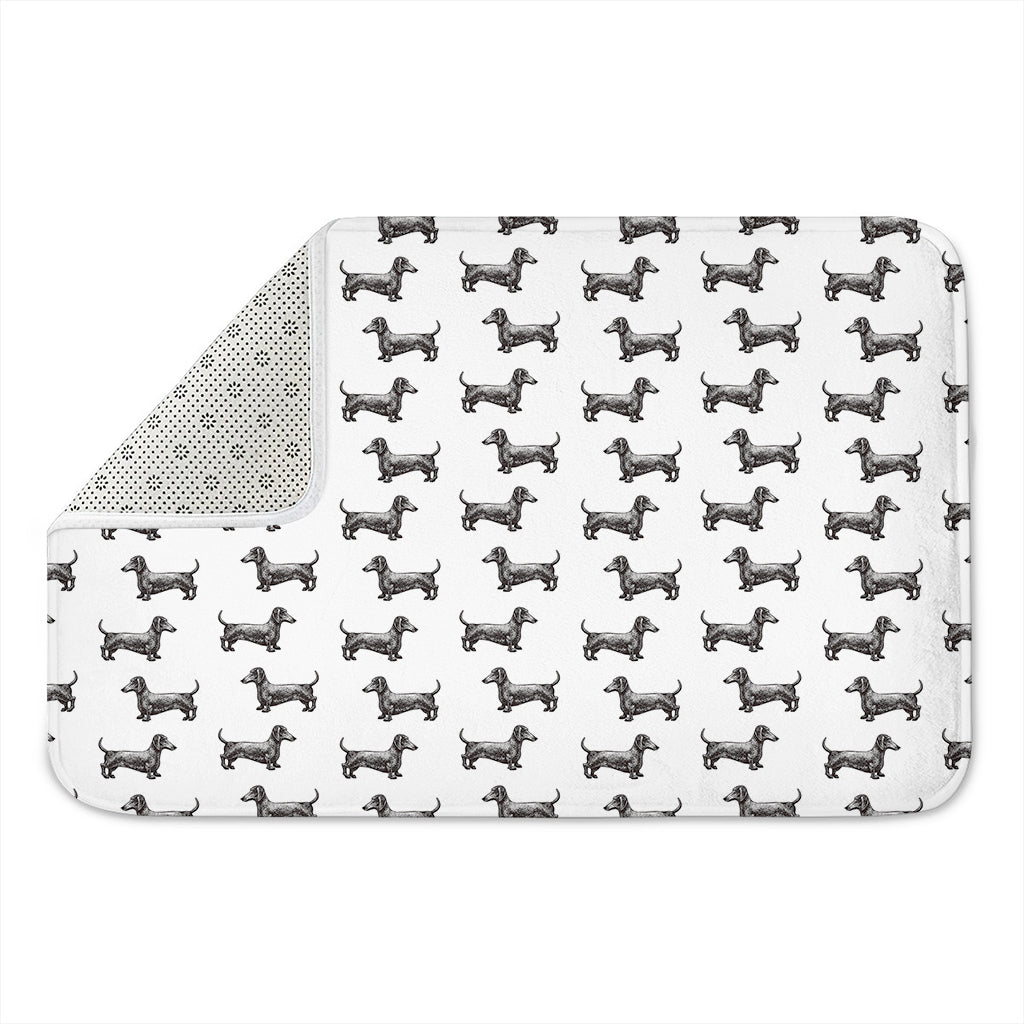 Black And White Dachshund Pattern Print Indoor Door Mat