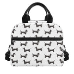 Black And White Dachshund Pattern Print Insulated Lunch Bag