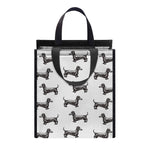 Black And White Dachshund Pattern Print Insulated Lunch Tote