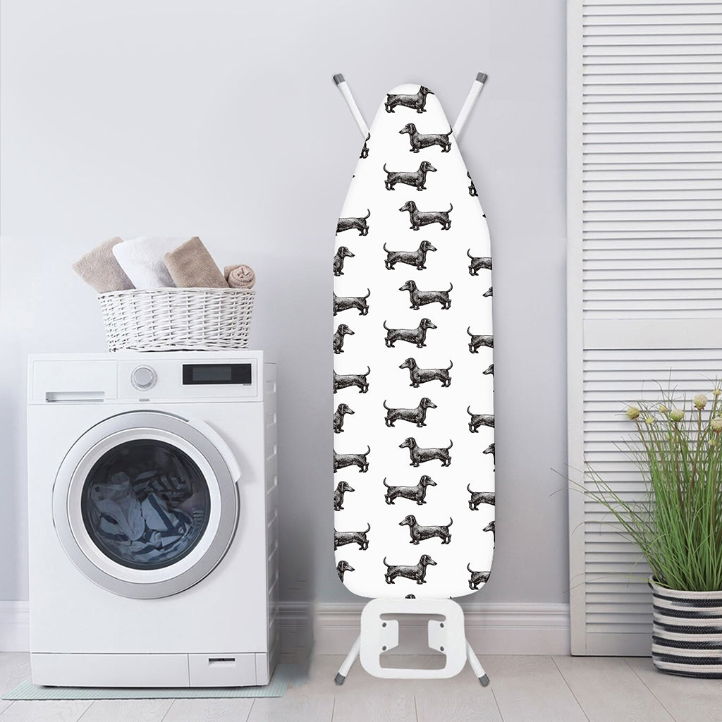 Black And White Dachshund Pattern Print Ironing Board Cover