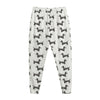 Black And White Dachshund Pattern Print Jogger Pants