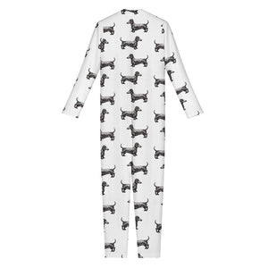 Black And White Dachshund Pattern Print Jumpsuit