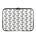 Black And White Dachshund Pattern Print Laptop Sleeve
