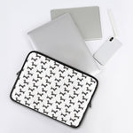 Black And White Dachshund Pattern Print Laptop Sleeve