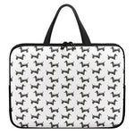 Black And White Dachshund Pattern Print Laptop Sleeve With Handle