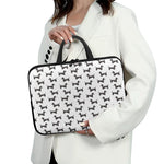 Black And White Dachshund Pattern Print Laptop Sleeve With Handle