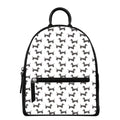 Black And White Dachshund Pattern Print Leather Backpack