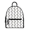 Black And White Dachshund Pattern Print Leather Backpack