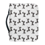 Black And White Dachshund Pattern Print Leather Bible Cover
